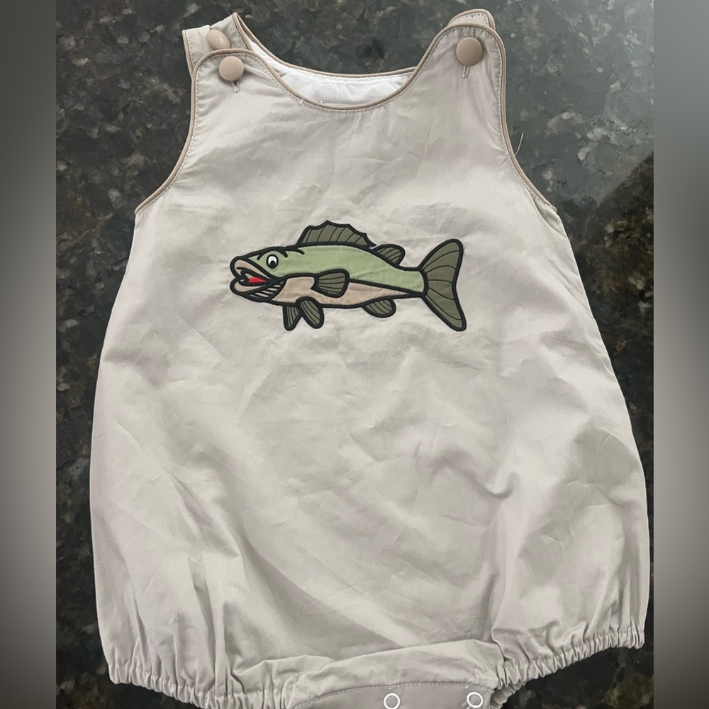 Lil Cactus Fish Bubble Romper Boutique outfit. 12-18 months